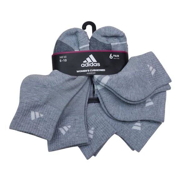 Adidas Womens Cushioned AeroReady Ankle Socks 6 Pair Shoe Size 5-10 Gray - Picture 8 of 8
